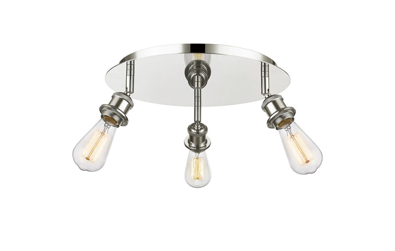 Innovations 516-3C-PN Three Light Flush Mount, Polished Nickel