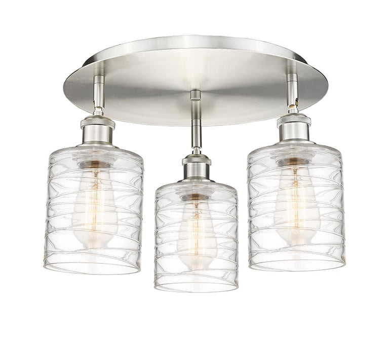 Innovations 516-3C-SN-G1113 Three Light Flush Mount, Satin Nickel