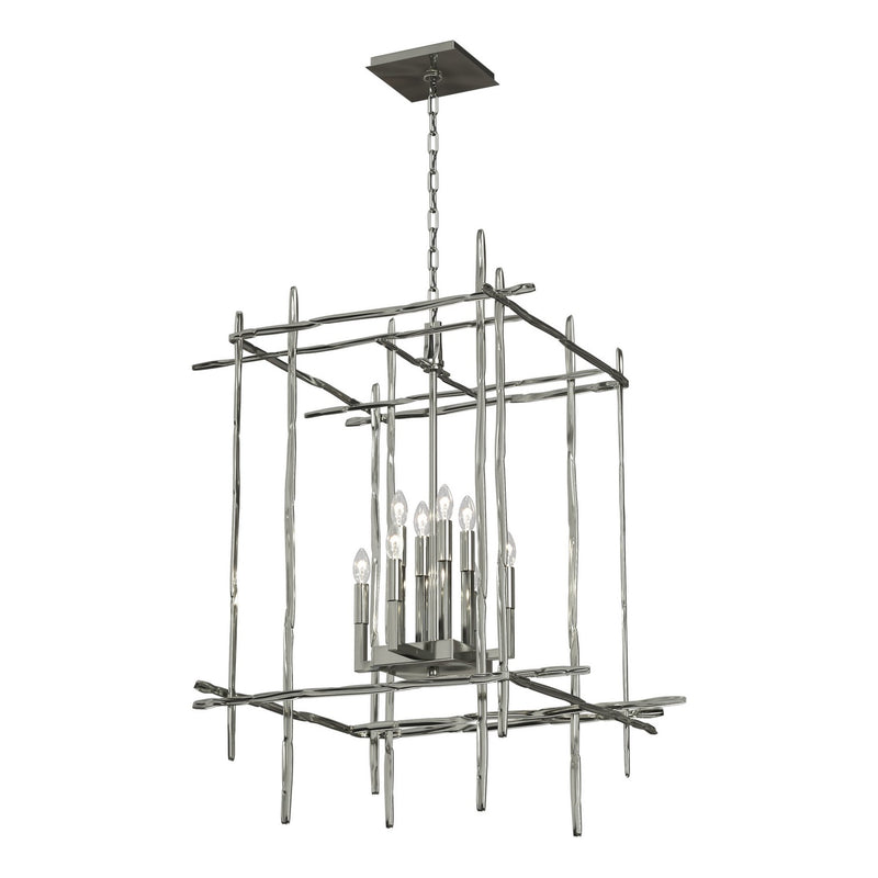 Hubbardton Forge 101317-SKT-85 Eight Light Chandelier, Sterling
