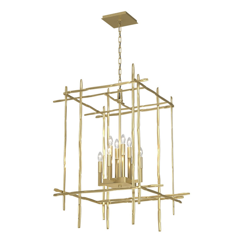 Hubbardton Forge 101317-SKT-86 Eight Light Chandelier, Modern Brass