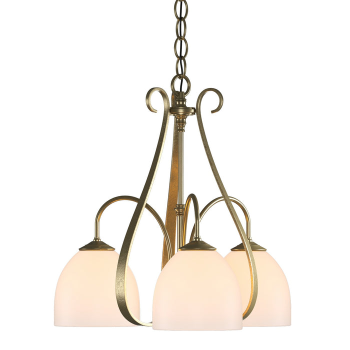Hubbardton Forge 101441-SKT-86-GG0001 Three Light Chandelier, Modern Brass