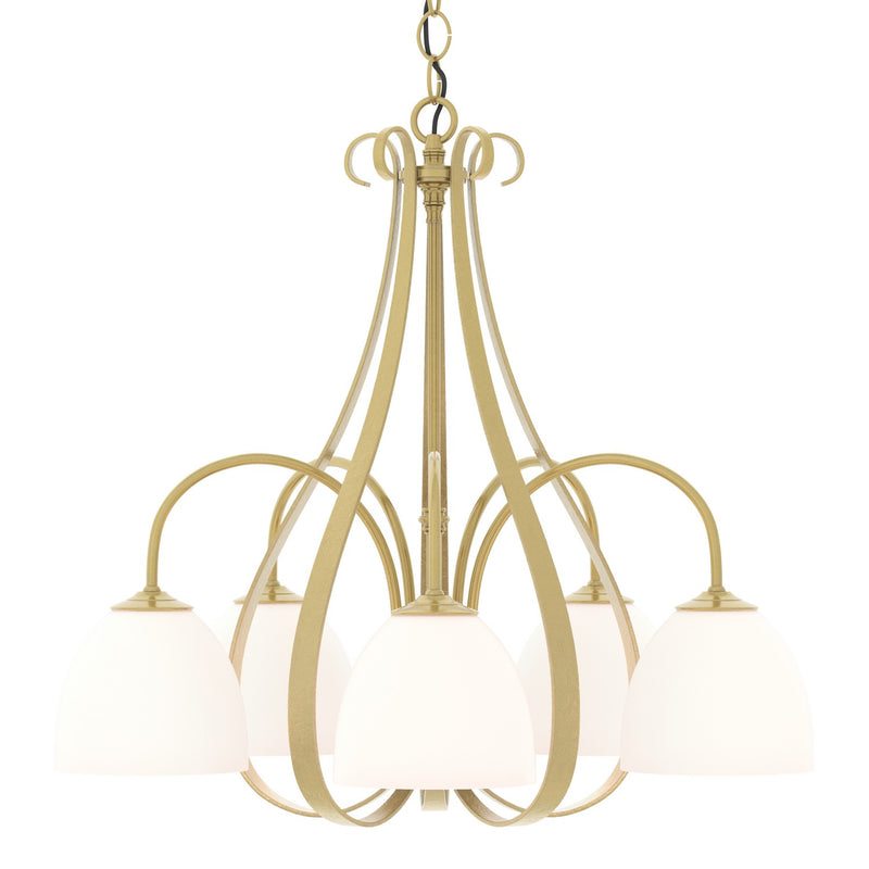 Hubbardton Forge 101445-SKT-86-GG0001 Five Light Chandelier, Modern Brass