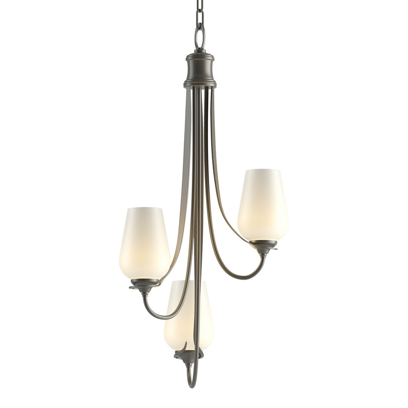 Hubbardton Forge 103033-SKT-07-GG0303 Three Light Chandelier, Dark Smoke