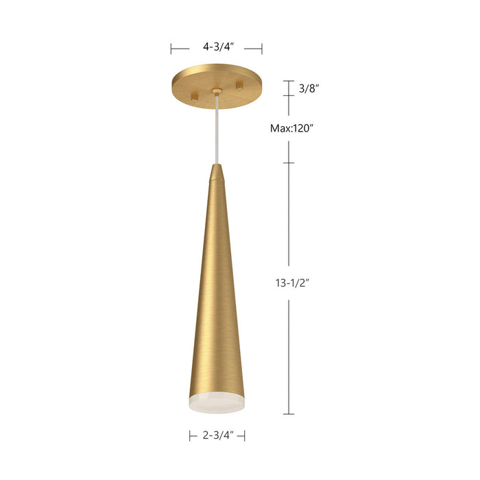 Kuzco Lighting 401214BG-LED LED Pendant, Brushed Gold