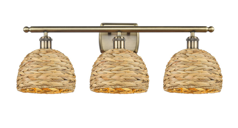 Innovations 516-3W-AB-RBD-8-NAT Three Light Bath Vanity, Antique Brass