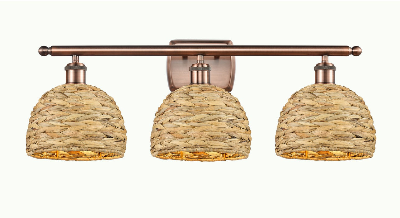 Innovations 516-3W-AC-RBD-8-NAT Three Light Bath Vanity, Antique Copper