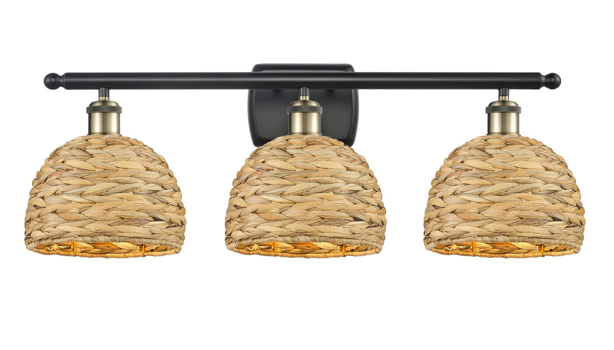 Innovations 516-3W-BAB-RBD-8-NAT Three Light Bath Vanity, Black Antique Brass