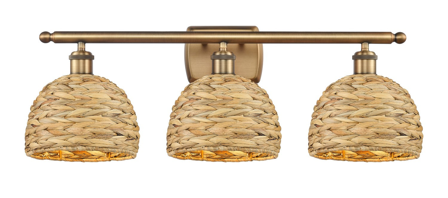 Innovations 516-3W-BB-RBD-8-NAT Three Light Bath Vanity, Brushed Brass