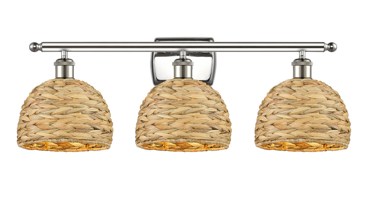 Innovations 516-3W-PN-RBD-8-NAT Three Light Bath Vanity, Polished Nickel