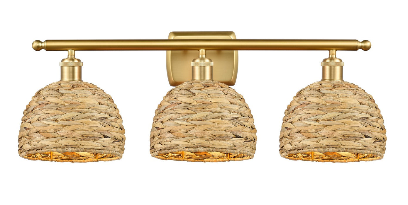 Innovations 516-3W-SG-RBD-8-NAT Three Light Bath Vanity, Satin Gold