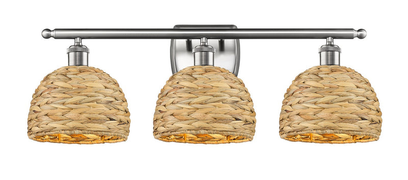 Innovations 516-3W-SN-RBD-8-NAT Three Light Bath Vanity, Satin Nickel