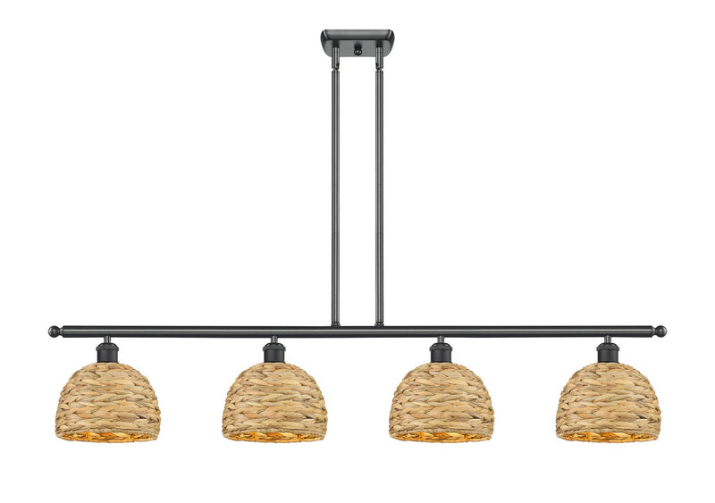 Innovations 516-4I-BK-RBD-8-NAT Four Light Pendant, Matte Black