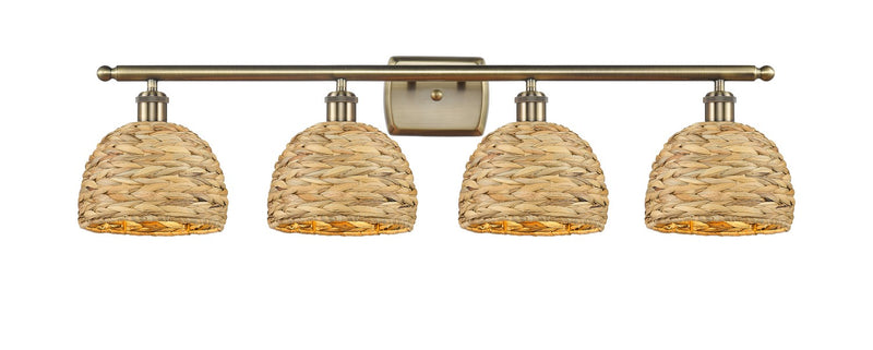 Innovations 516-4W-AB-RBD-8-NAT Four Light Bath Vanity, Antique Brass
