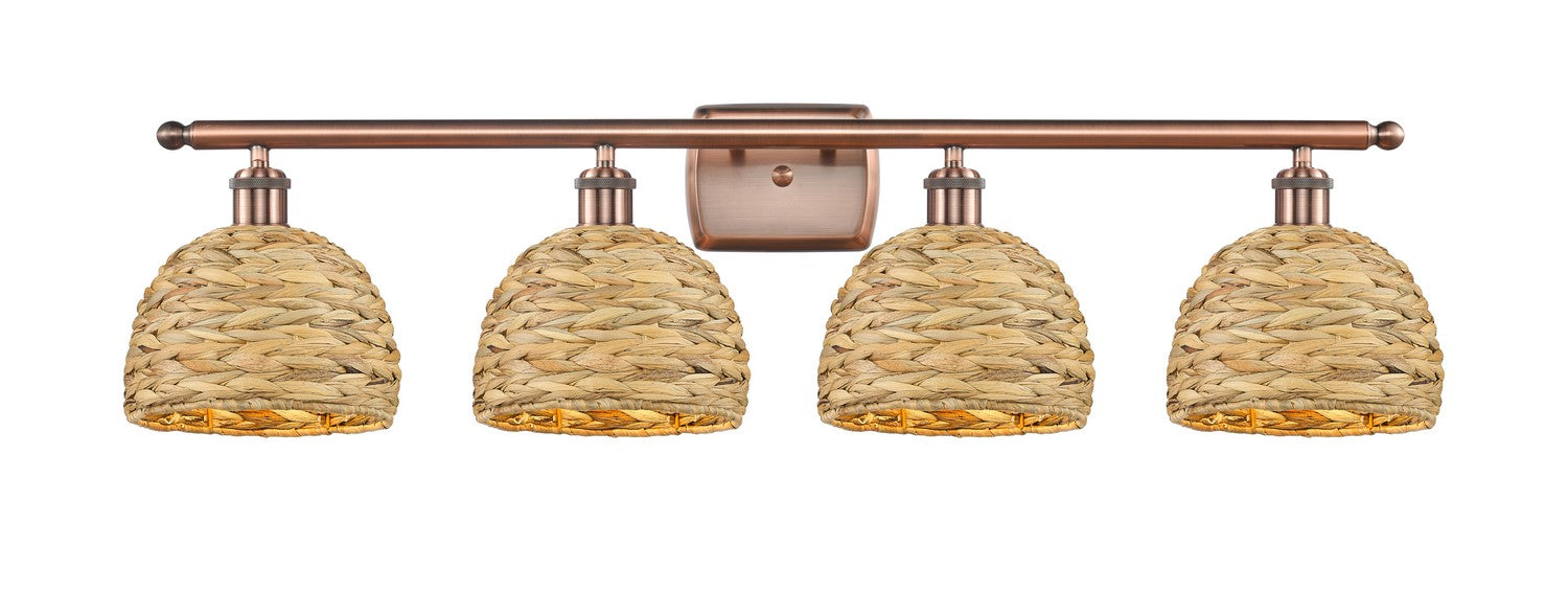Innovations 516-4W-AC-RBD-8-NAT Four Light Bath Vanity, Antique Copper