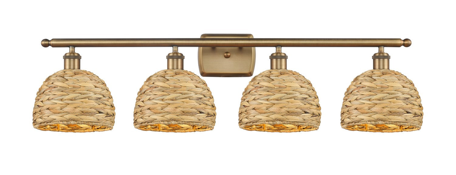 Innovations 516-4W-BB-RBD-8-NAT Four Light Bath Vanity, Brushed Brass