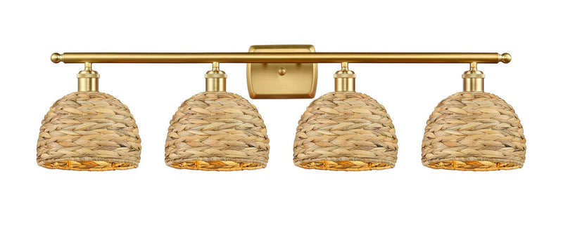 Innovations 516-4W-SG-RBD-8-NAT Four Light Bath Vanity, Satin Gold