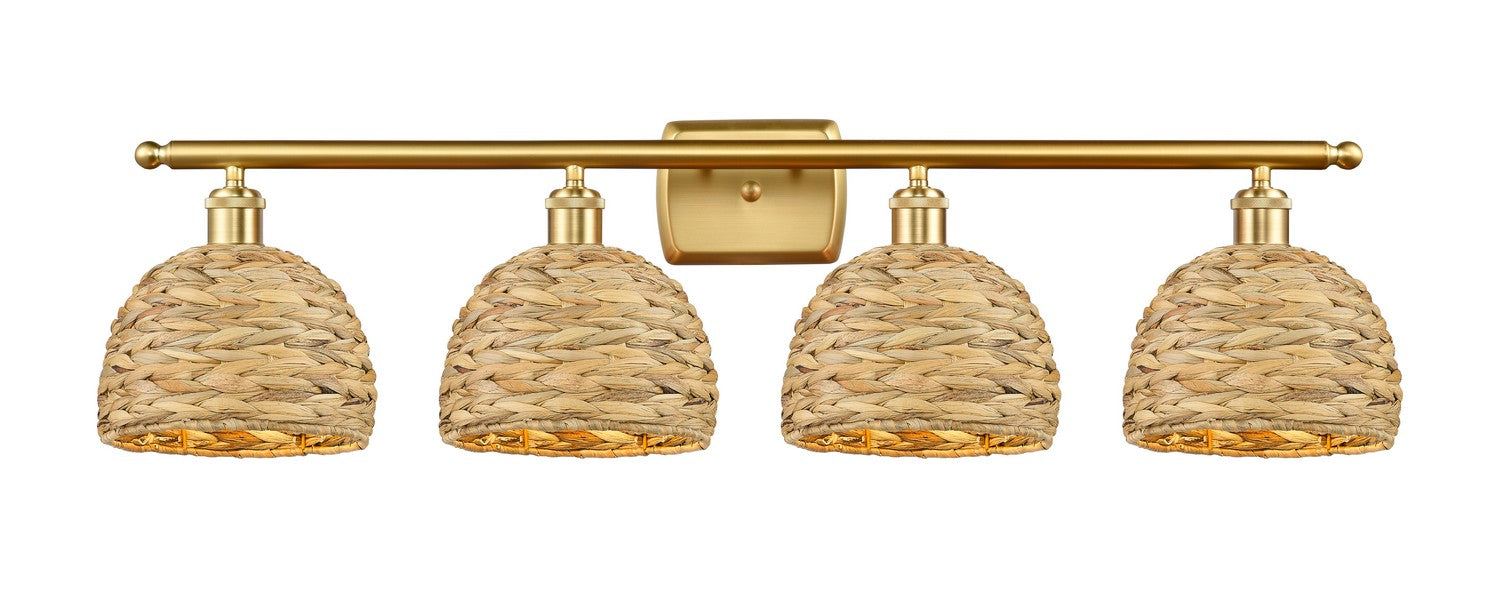 Innovations 516-4W-SG-RBD-8-NAT Four Light Bath Vanity, Satin Gold