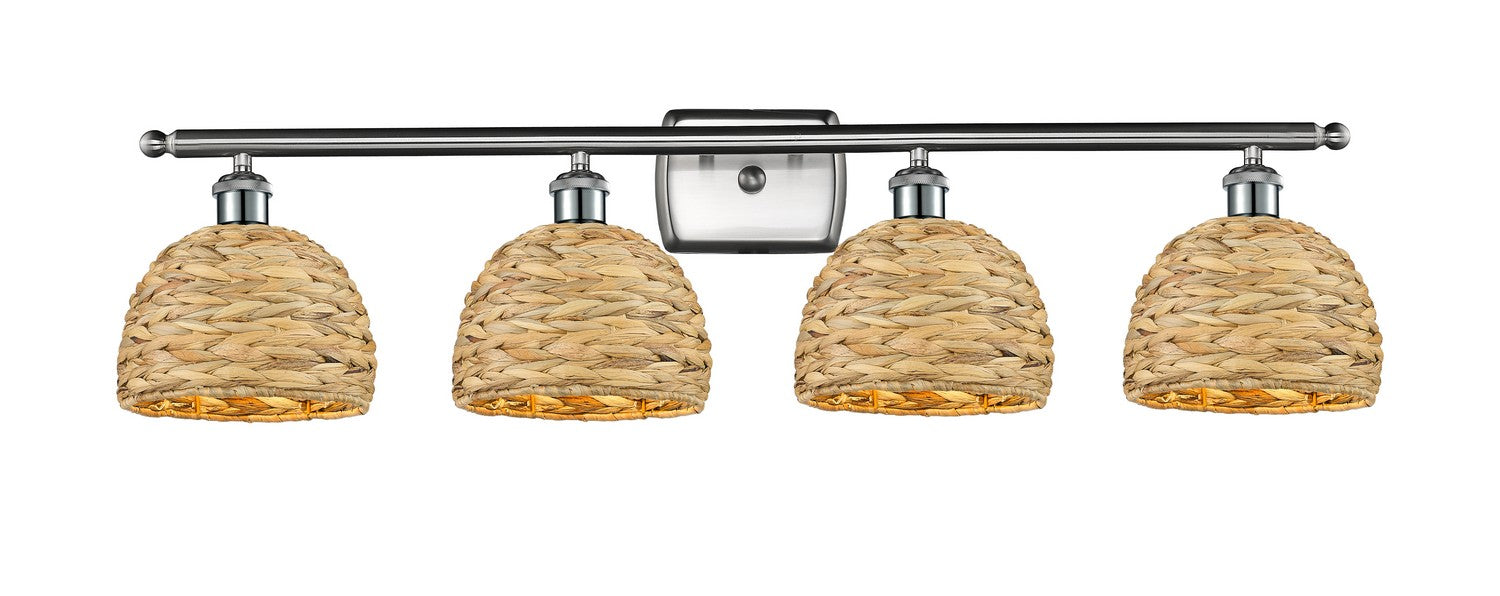 Innovations 516-4W-SN-RBD-8-NAT Four Light Bath Vanity, Satin Nickel