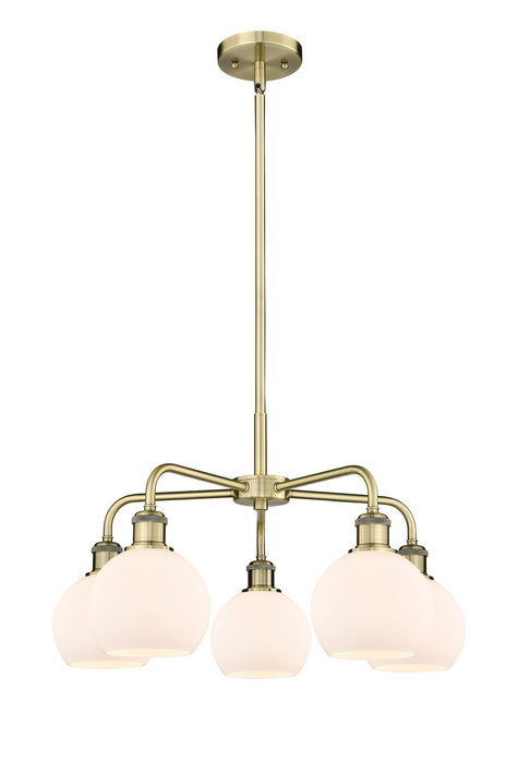 Innovations 516-5CR-AB-G121-6 Five Light Chandelier, Antique Brass