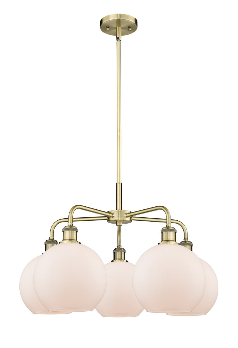 Innovations 516-5CR-AB-G121-8 Five Light Chandelier, Antique Brass