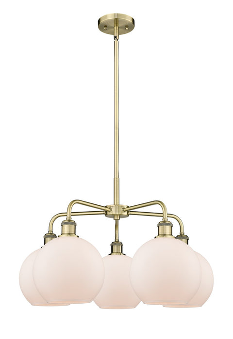 Innovations 516-5CR-AB-G121-8 Five Light Chandelier, Antique Brass