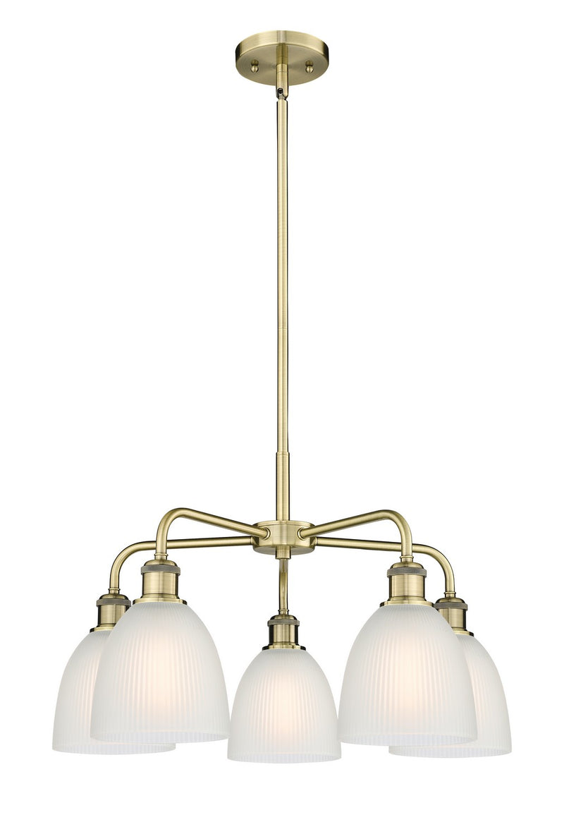 Innovations 516-5CR-AB-G381 Five Light Chandelier, Antique Brass