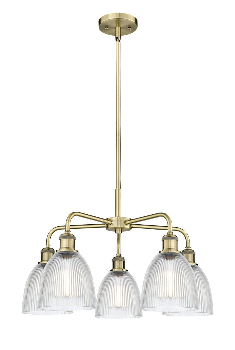 Innovations 516-5CR-AB-G382 Five Light Chandelier, Antique Brass