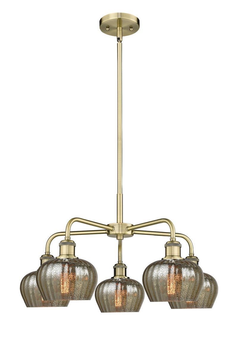 Innovations 516-5CR-AB-G96 Five Light Chandelier, Antique Brass