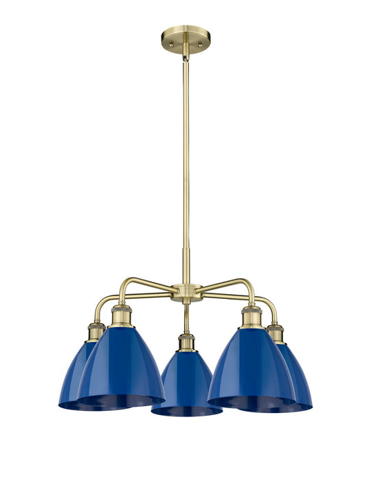 Innovations 516-5CR-AB-MBD-75-BL Five Light Chandelier, Antique Brass