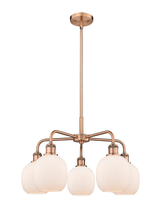 Innovations 516-5CR-AC-G101 Five Light Chandelier, Antique Copper
