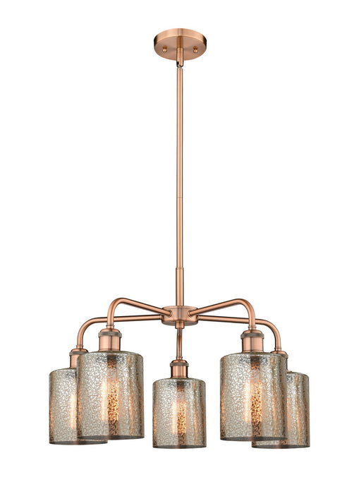 Innovations 516-5CR-AC-G116 Five Light Chandelier, Antique Copper