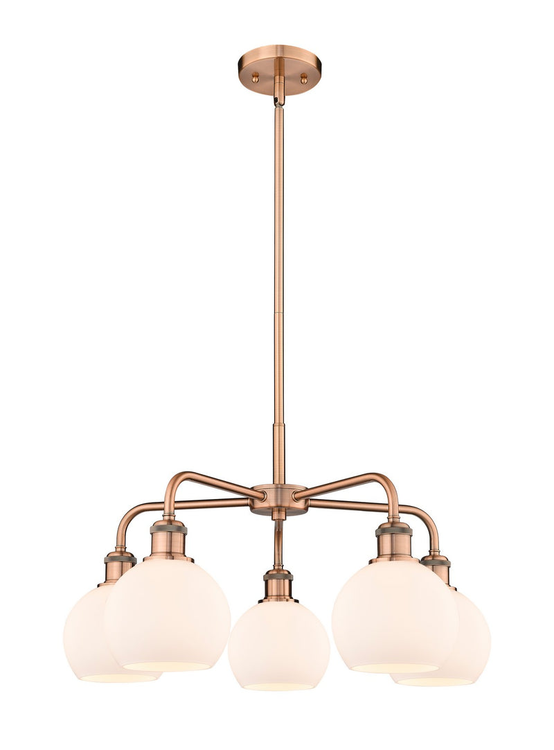 Innovations 516-5CR-AC-G121-6 Five Light Chandelier, Antique Copper