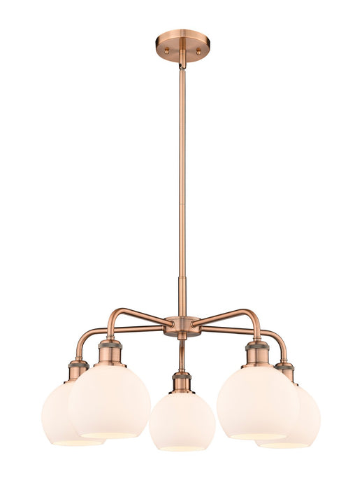 Innovations 516-5CR-AC-G121-6 Five Light Chandelier, Antique Copper