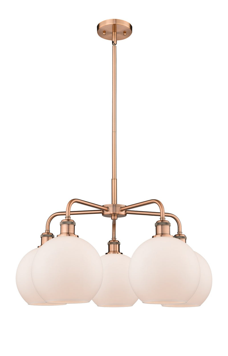 Innovations 516-5CR-AC-G121-8 Five Light Chandelier, Antique Copper
