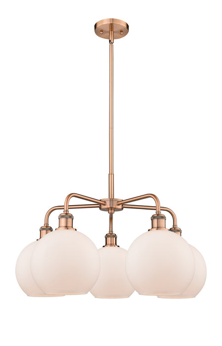 Innovations 516-5CR-AC-G121-8 Five Light Chandelier, Antique Copper