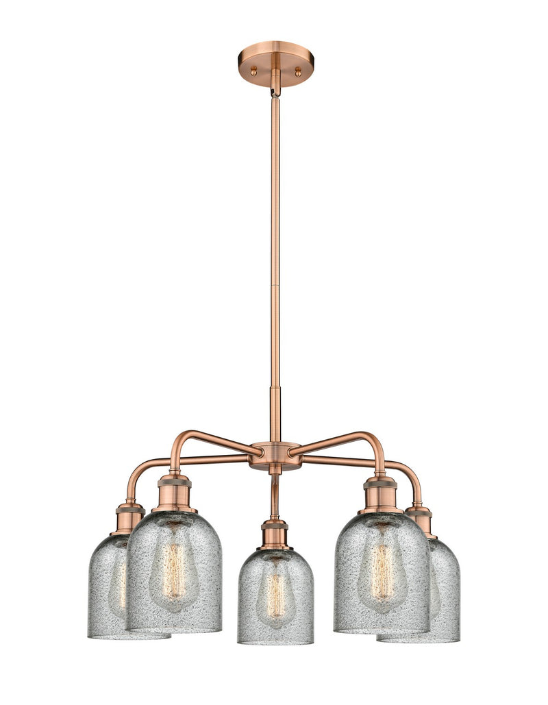 Innovations 516-5CR-AC-G257 Five Light Chandelier, Antique Copper