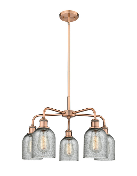 Innovations 516-5CR-AC-G257 Five Light Chandelier, Antique Copper