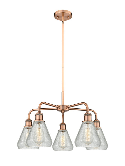Innovations 516-5CR-AC-G275 Five Light Chandelier, Antique Copper
