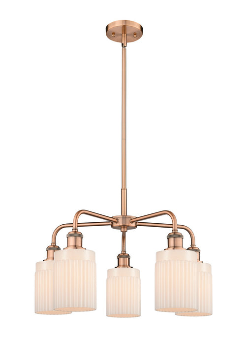 Innovations 516-5CR-AC-G341 Five Light Chandelier, Antique Copper