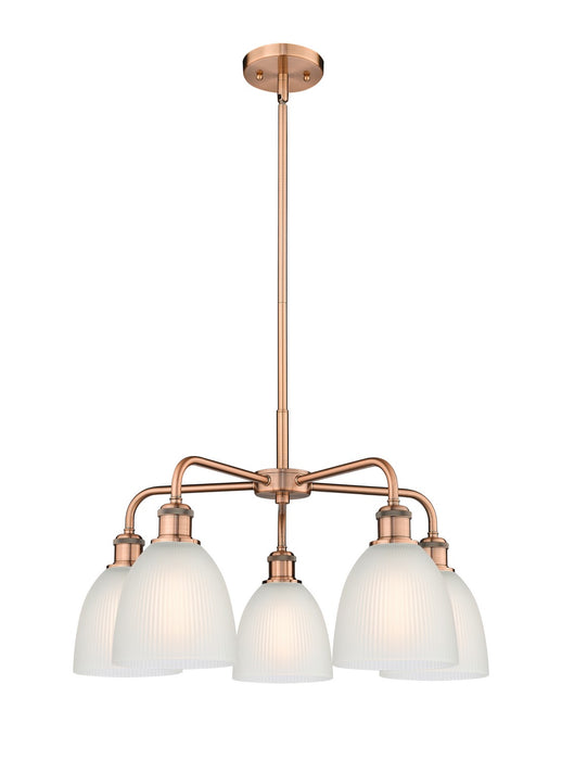 Innovations 516-5CR-AC-G381 Five Light Chandelier, Antique Copper