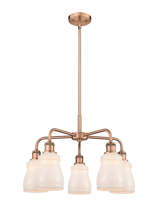 Innovations 516-5CR-AC-G391 Five Light Chandelier, Antique Copper