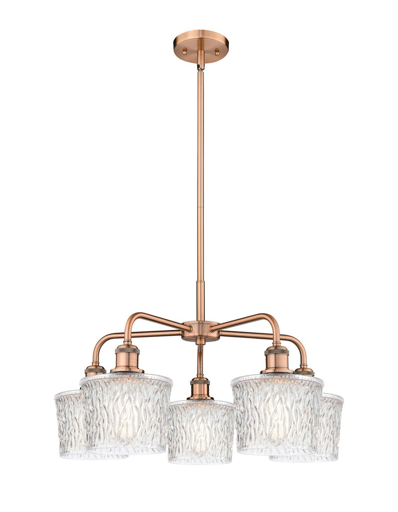 Innovations 516-5CR-AC-G402 Five Light Chandelier, Antique Copper