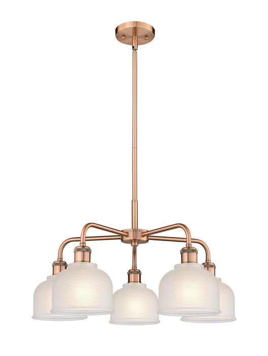 Innovations 516-5CR-AC-G411 Five Light Chandelier, Antique Copper