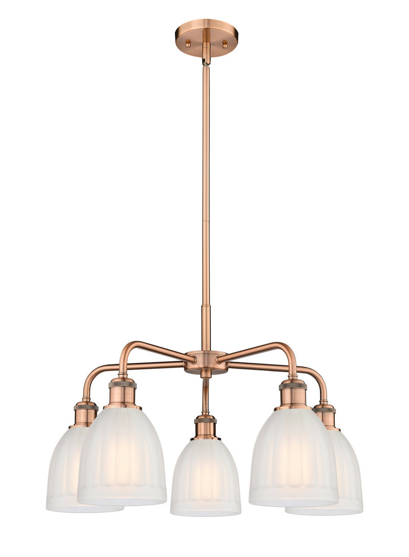 Innovations 516-5CR-AC-G441 Five Light Chandelier, Antique Copper