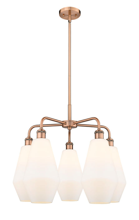 Innovations 516-5CR-AC-G651-7 Five Light Chandelier, Antique Copper