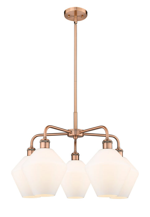 Innovations 516-5CR-AC-G651-8 Five Light Chandelier, Antique Copper