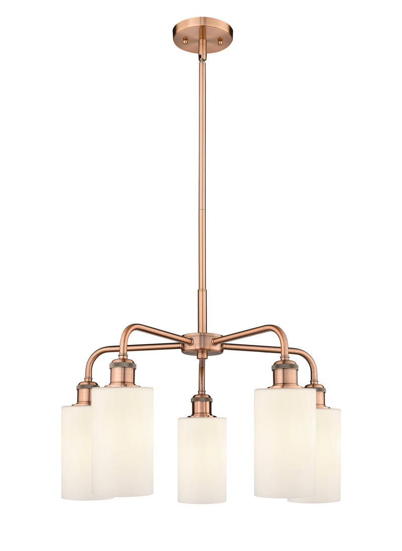 Innovations 516-5CR-AC-G801 Five Light Chandelier, Antique Copper