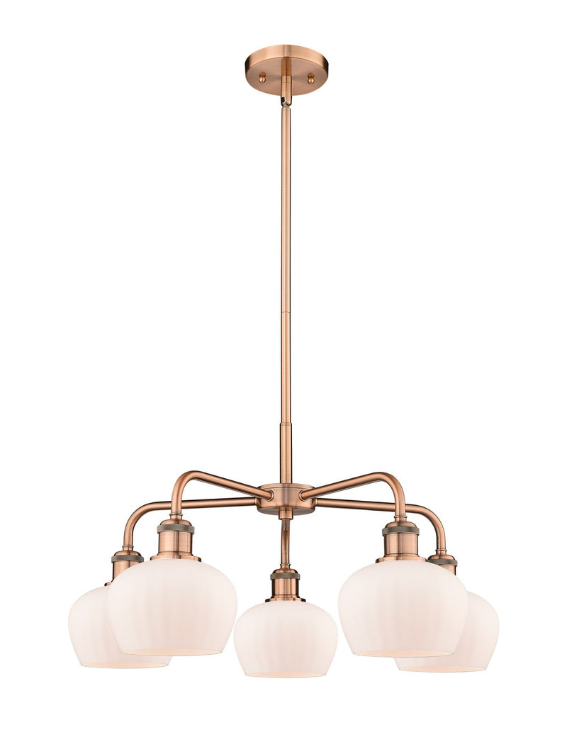 Innovations 516-5CR-AC-G91 Five Light Chandelier, Antique Copper