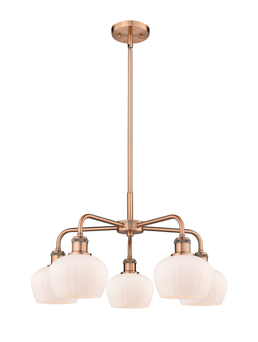 Innovations 516-5CR-AC-G91 Five Light Chandelier, Antique Copper