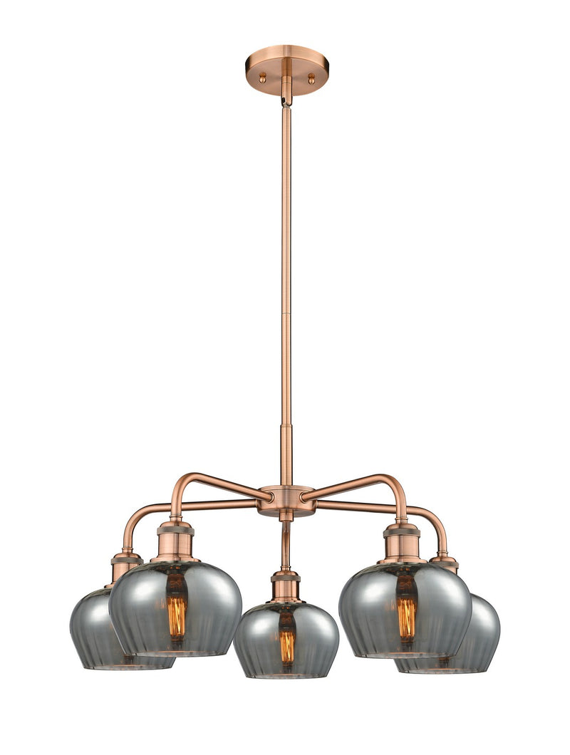 Innovations 516-5CR-AC-G93 Five Light Chandelier, Antique Copper